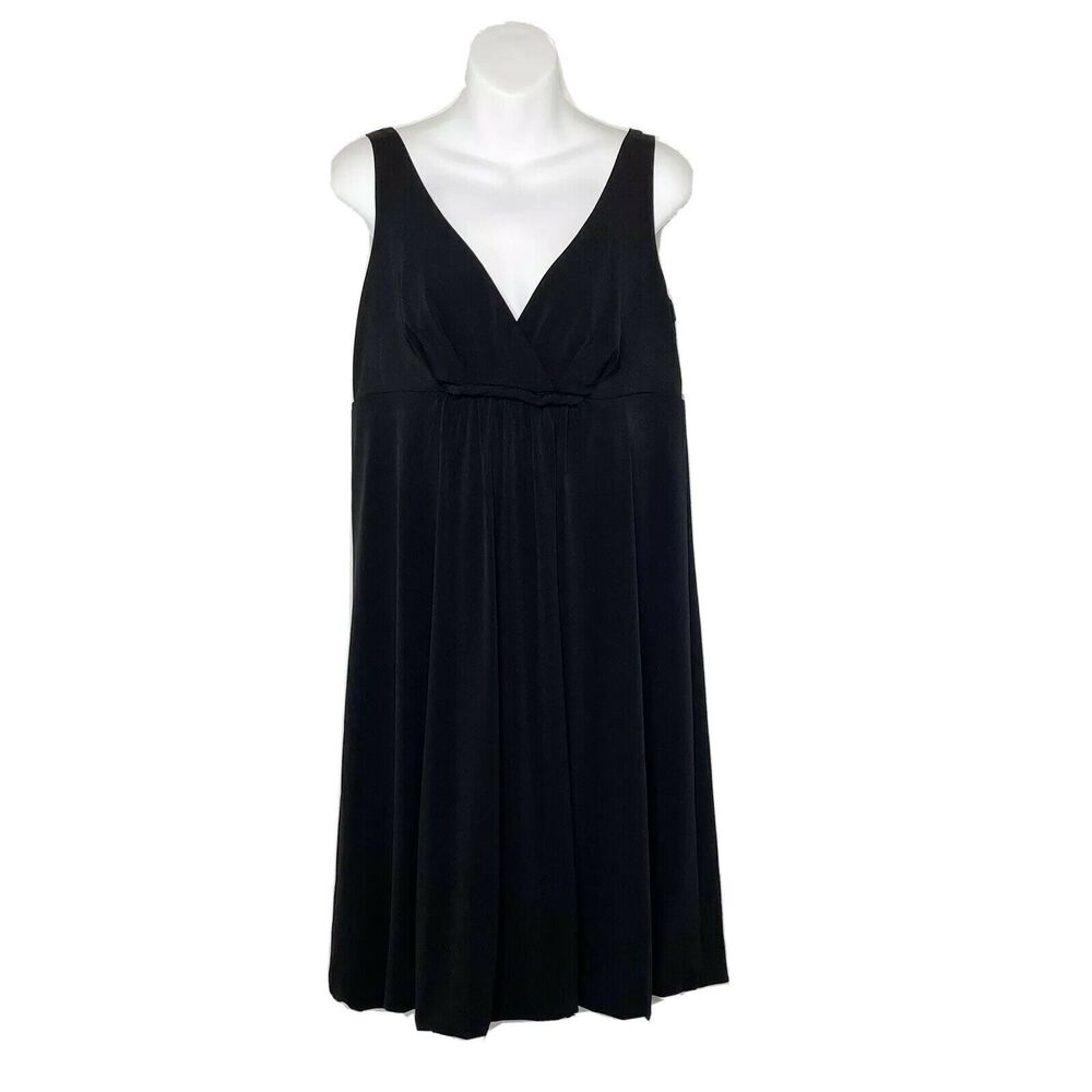 Allen B Dress Sz M Black Bubble Hem Empire Waist V-Neck Lined Sleeveless